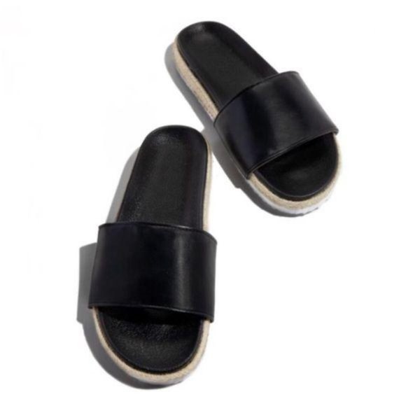Espadrille Slides in Black - Picture 6 of 6